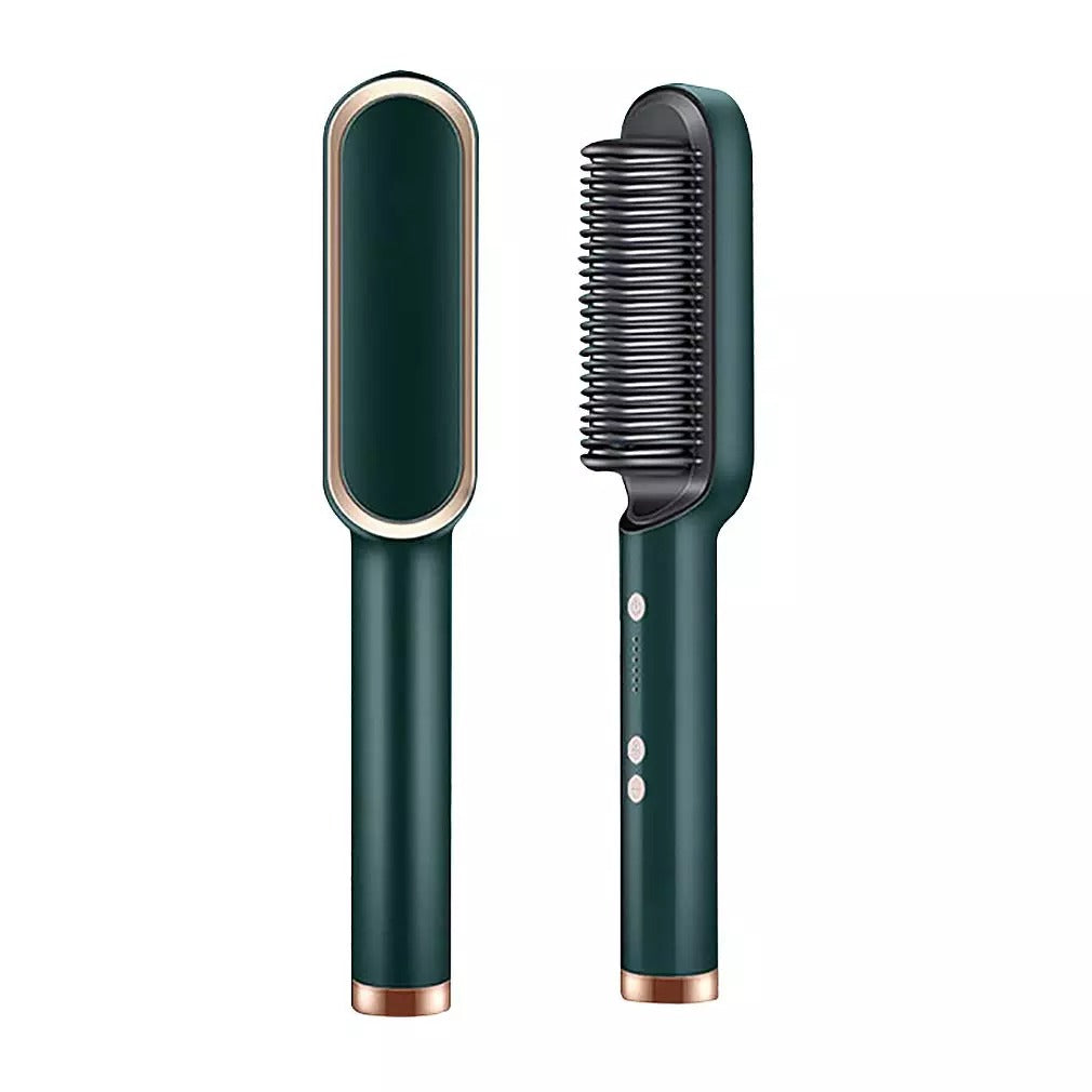 Hair Straightener Iron Brush Straight Hair Comb 2-in-1 Hair Straightener Curling Professional Styling Brush Hair Curler & Straightener For Women (Random Color)