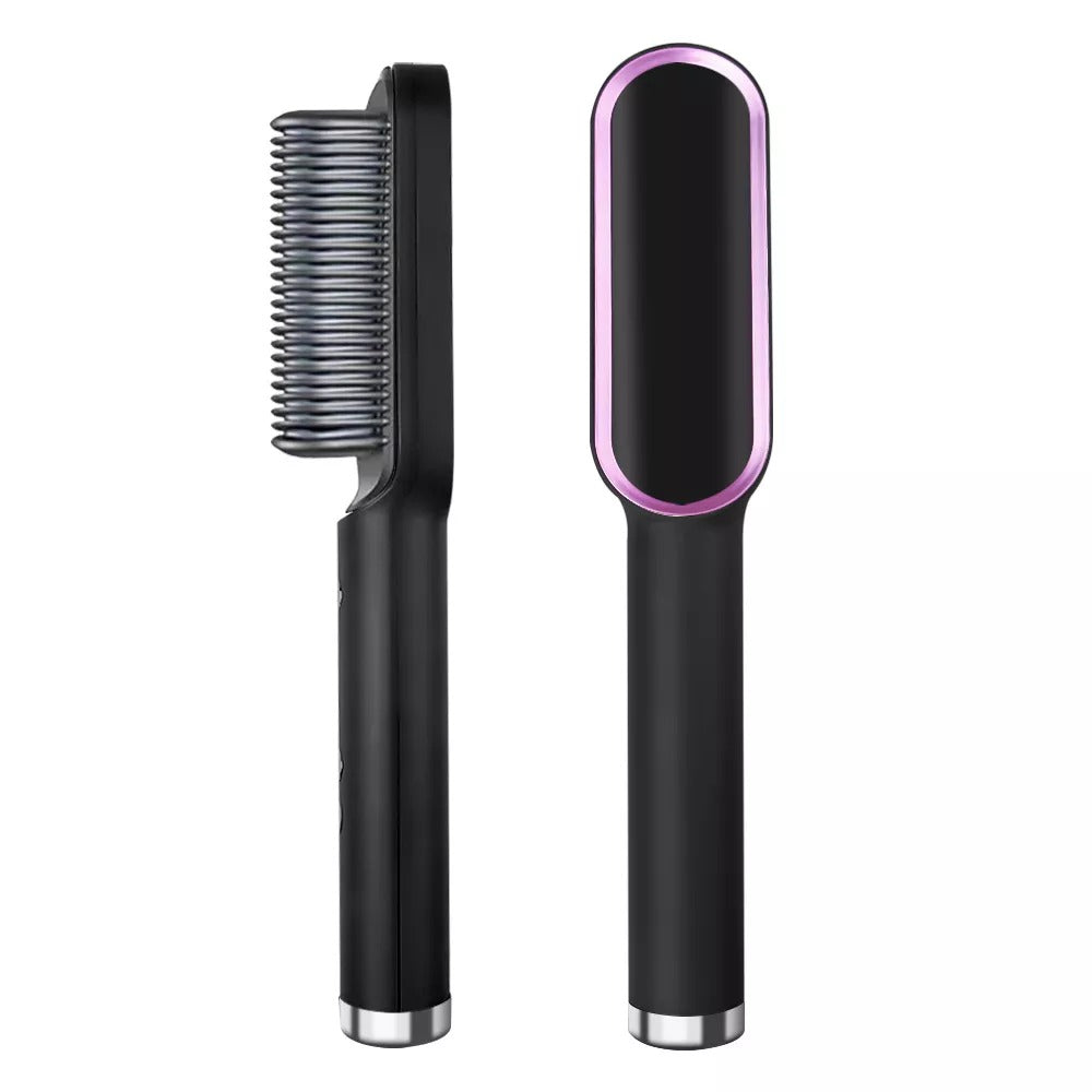Hair Straightener Iron Brush Straight Hair Comb 2-in-1 Hair Straightener Curling Professional Styling Brush Hair Curler & Straightener For Women (Random Color)