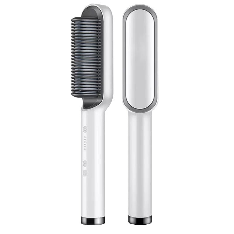 Hair Straightener Iron Brush Straight Hair Comb 2-in-1 Hair Straightener Curling Professional Styling Brush Hair Curler & Straightener For Women (Random Color)
