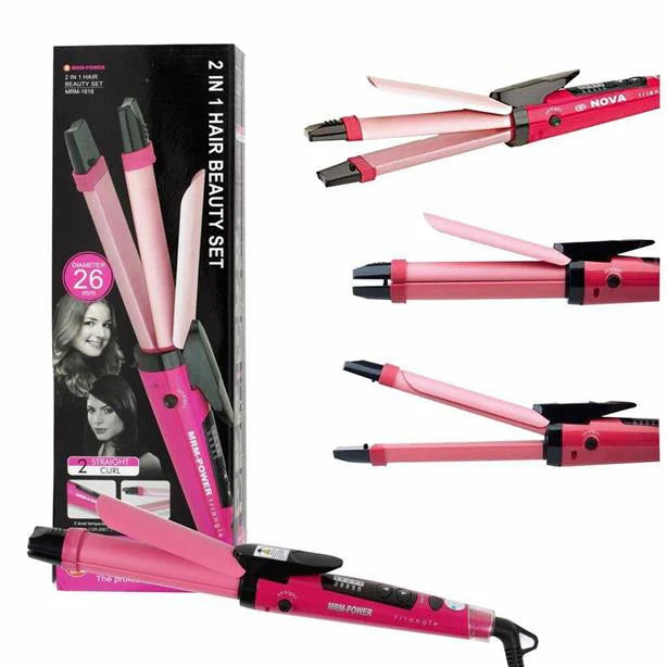 2-in-1 Nova Hair Straightener and Curler – Dual-Use Styling Tool with Quick Heat-Up Technology, Ceramic Plates for Smooth Straightening & Effortless Curls Model-NH-2009 – Portable, Lightweight, Ideal for Home or Travel Use