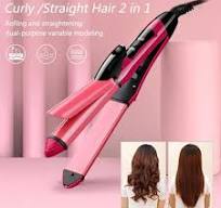 2-in-1 Nova Hair Straightener and Curler – Dual-Use Styling Tool with Quick Heat-Up Technology, Ceramic Plates for Smooth Straightening & Effortless Curls Model-NH-2009 – Portable, Lightweight, Ideal for Home or Travel Use