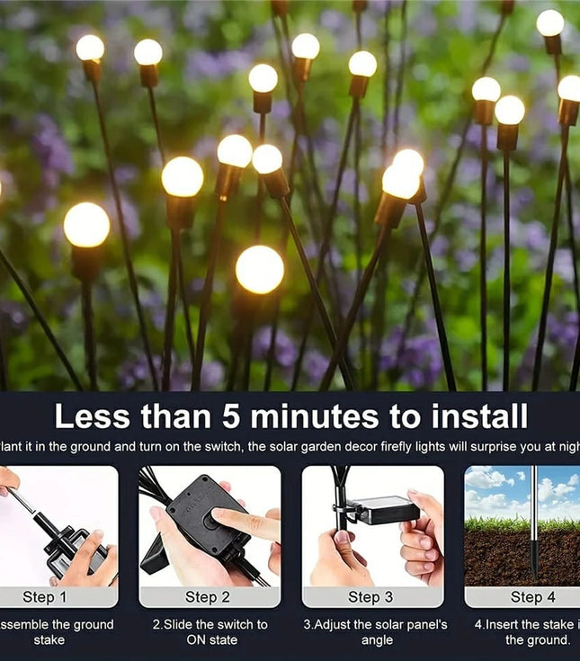 Garden Lights – New Upgraded Solar Powered Firefly Lights, Outdoor Waterproof Vibrant Decorative Lighting for Home & Garden (Warm Light)