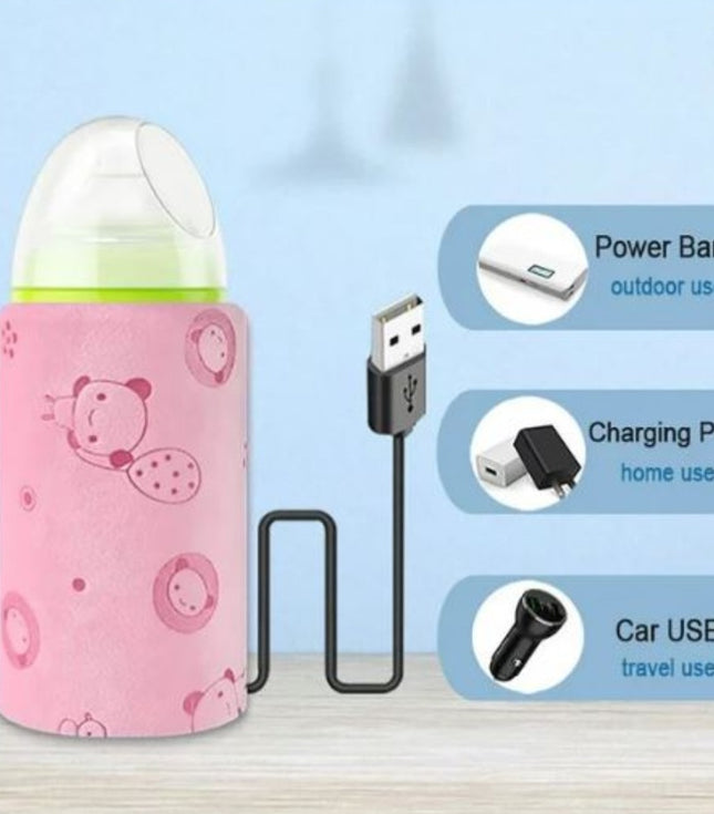Portable USB Baby Bottle Warmer – Universal Insulated Milk Heater Sleeve for Travel and Home Use (Without Feeder)