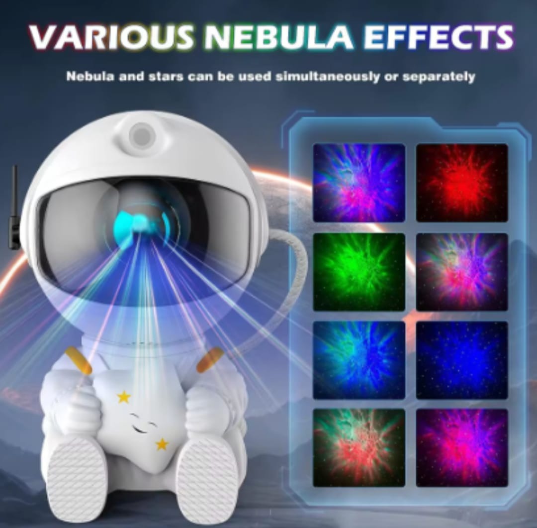 Astronaut Starry Sky Galaxy Projector Rotating Nebula Night Light with Remote Control & Timer for Kids Room & Home Decor (Black)