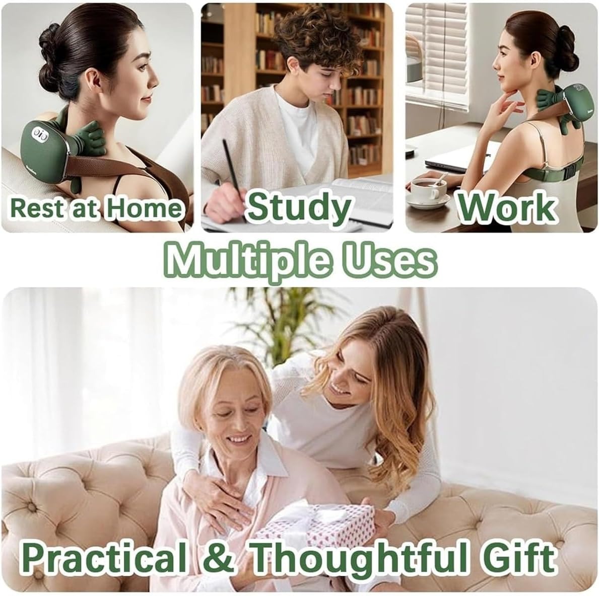 Smart Finger Pressure Neck Massager – Electric Deep Kneading Heated Back & Shoulder Massager | Pain Relief Relaxation Device for Home, Office & Car
