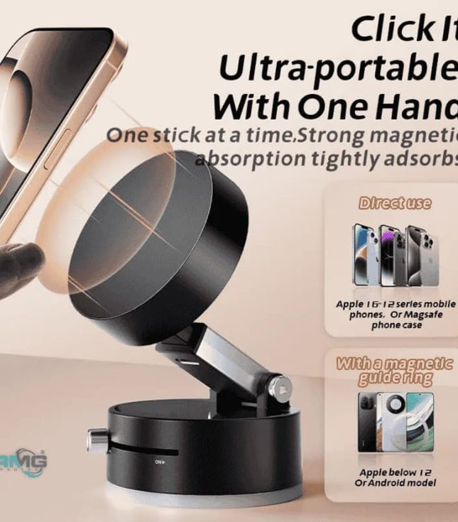Magnetic Suction Phone Holder – Foldable & Adjustable 360° Magnetic Mount for Car, Bathroom, Kitchen, Gym & Office