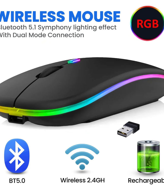 Hp W10 Wireless Rgb Bluetooth, Wireless, Rechargeable Slim Mouse