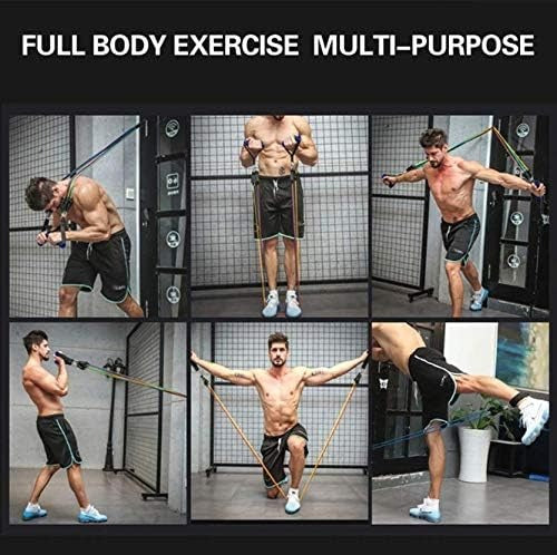 Premium Resistance Band Set For Home Workouts - 11 Piece Elastic Fitness Exercise Tubes With Carrying Pouch