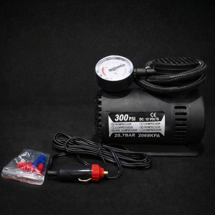 300 PSI DC 12V Air Compressor – Portable Car Tyre Inflator with Pressure Gauge