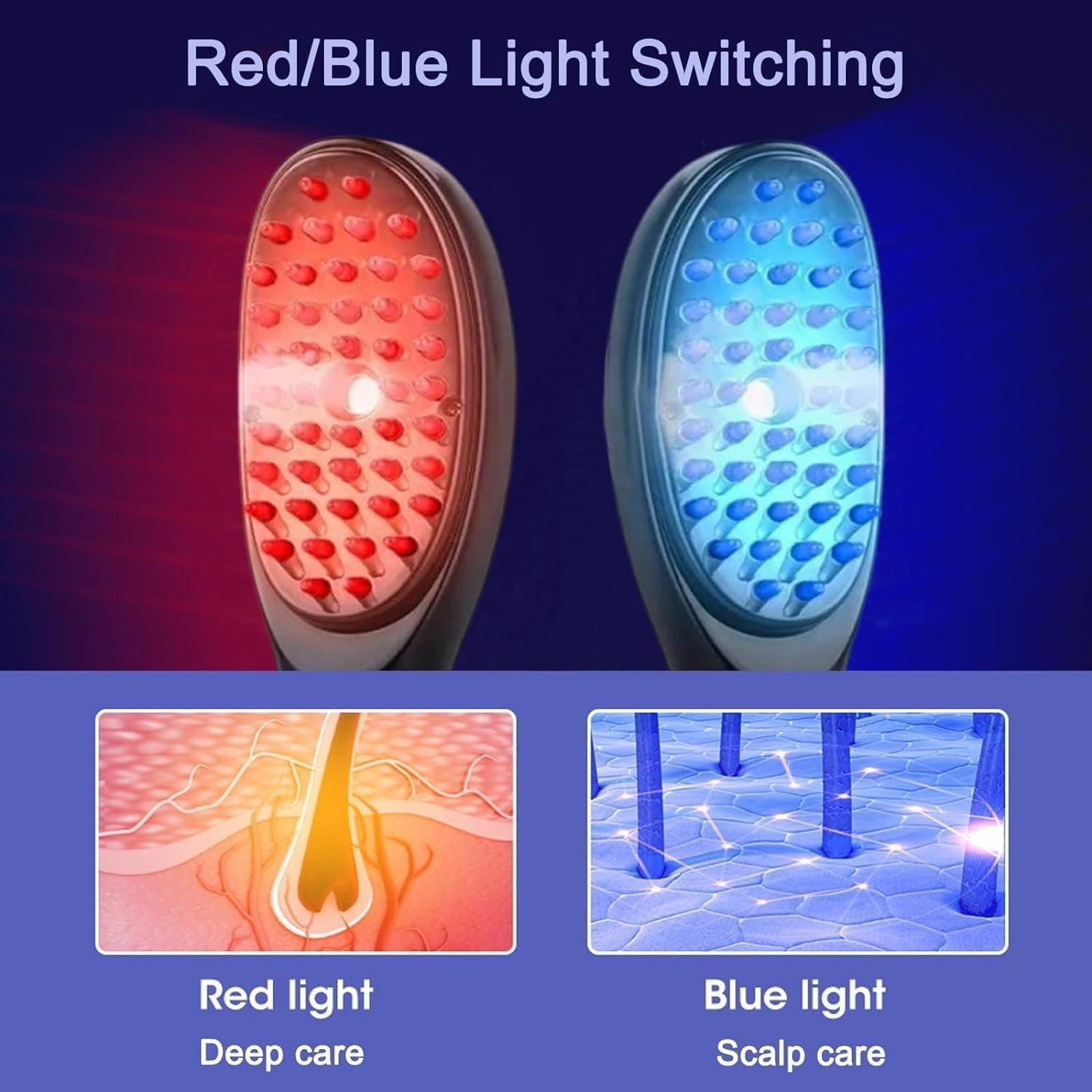 Electric 3D Scalp Massage Comb with Steam Spray & Red Blue Light Therapy - Haircare Accessory Designed For Scalp Massage